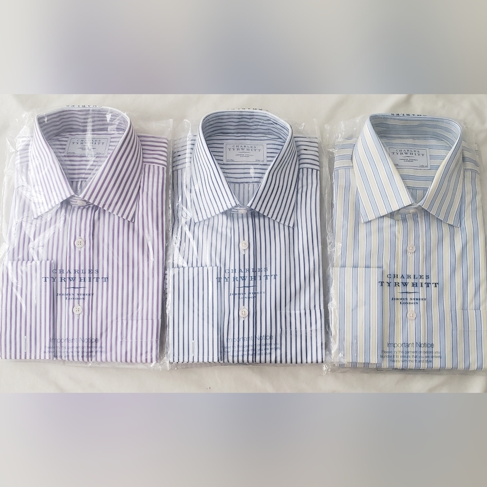 Three striped Charles Tyrwhitt Egyptian cotton shirts